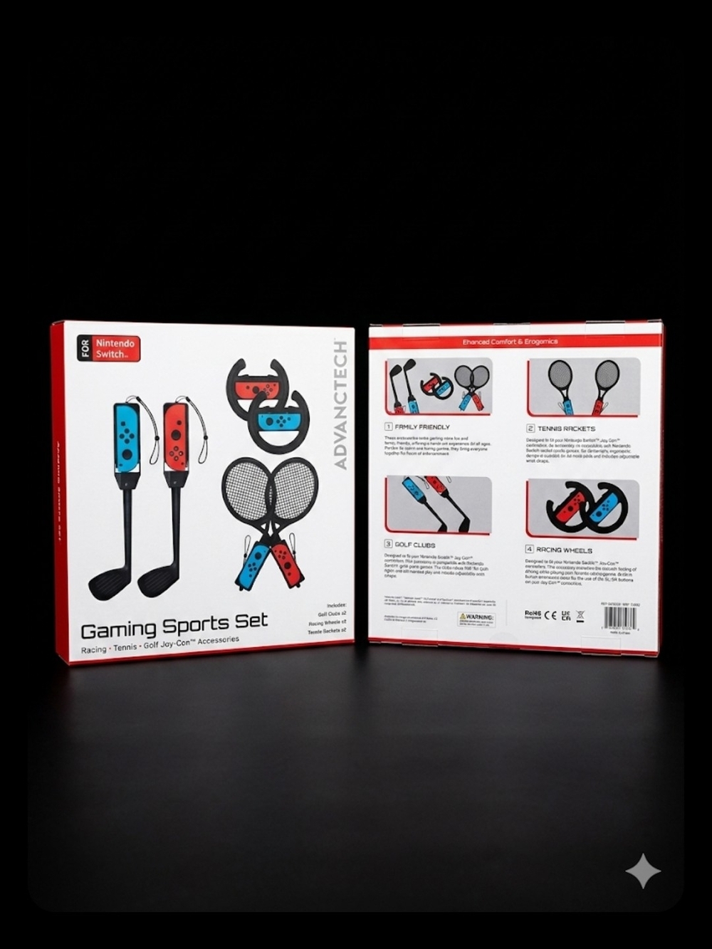 Gaming Sports Set for Nintendo Switch - Red & Blue Joy-Con Accessories